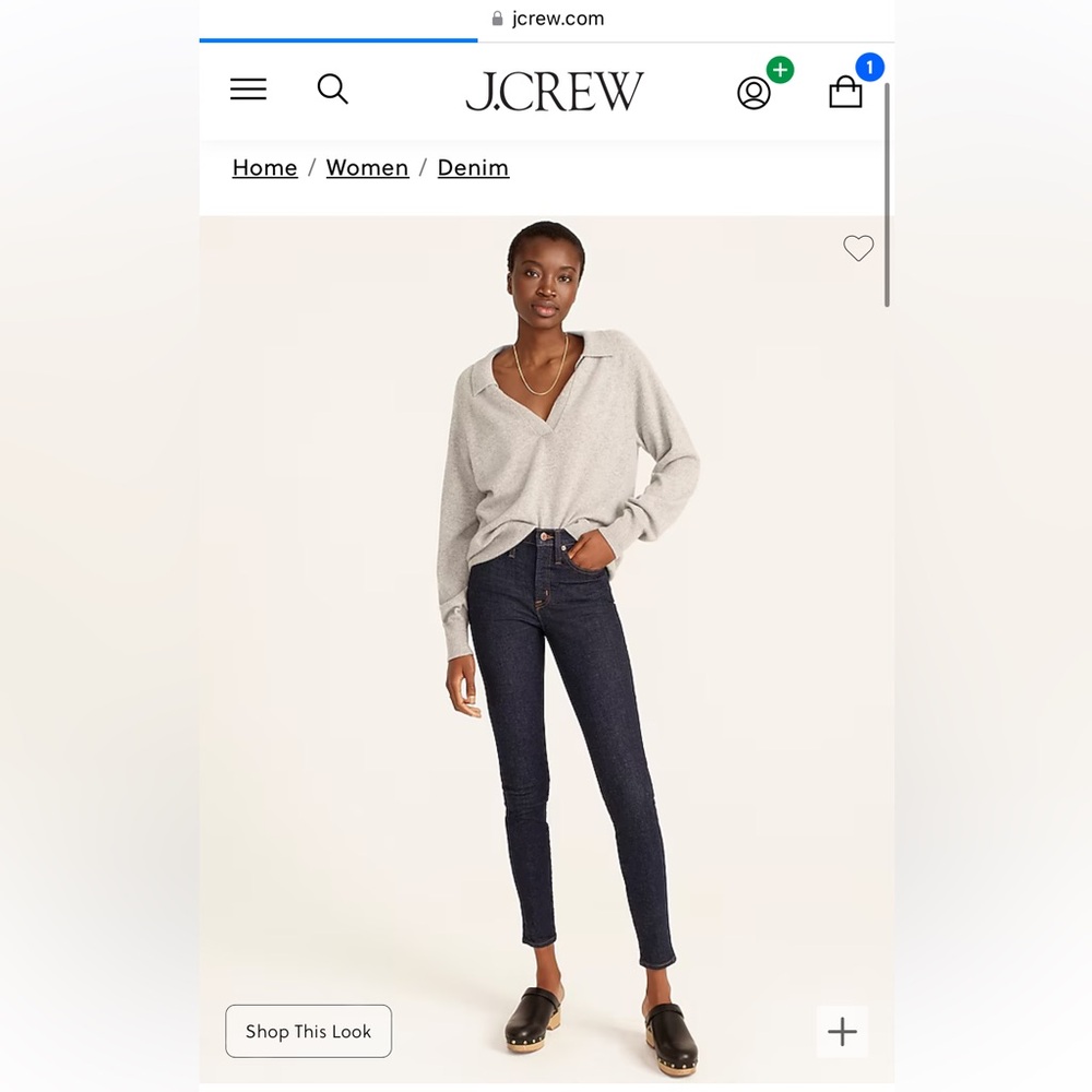 J. Crew Dark 9" Toothpick Denim High Rise Jean Size 30